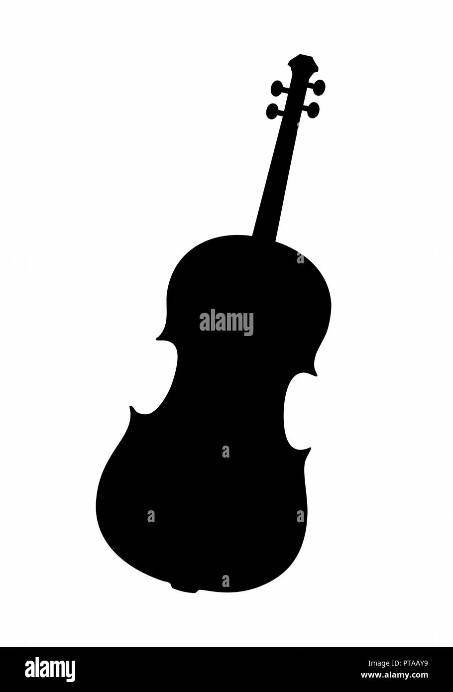 Sagoma scura di un violoncello isolati su sfondo bianco Illustrazione Vettoriale