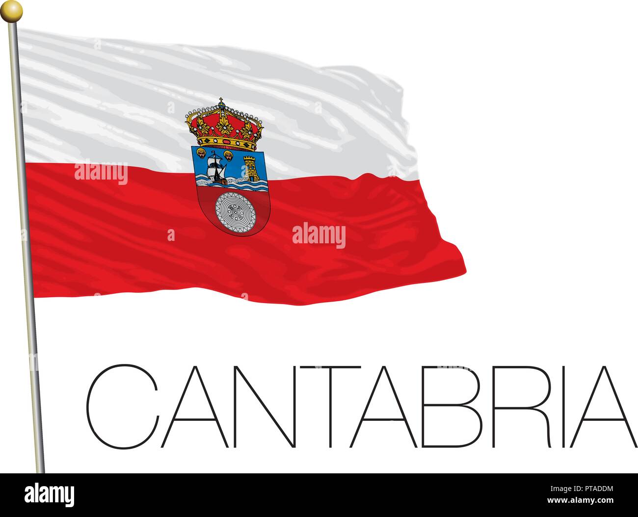 Cantabria gazzetta bandiera regionale, Spagna, illustrazione vettoriale Illustrazione Vettoriale