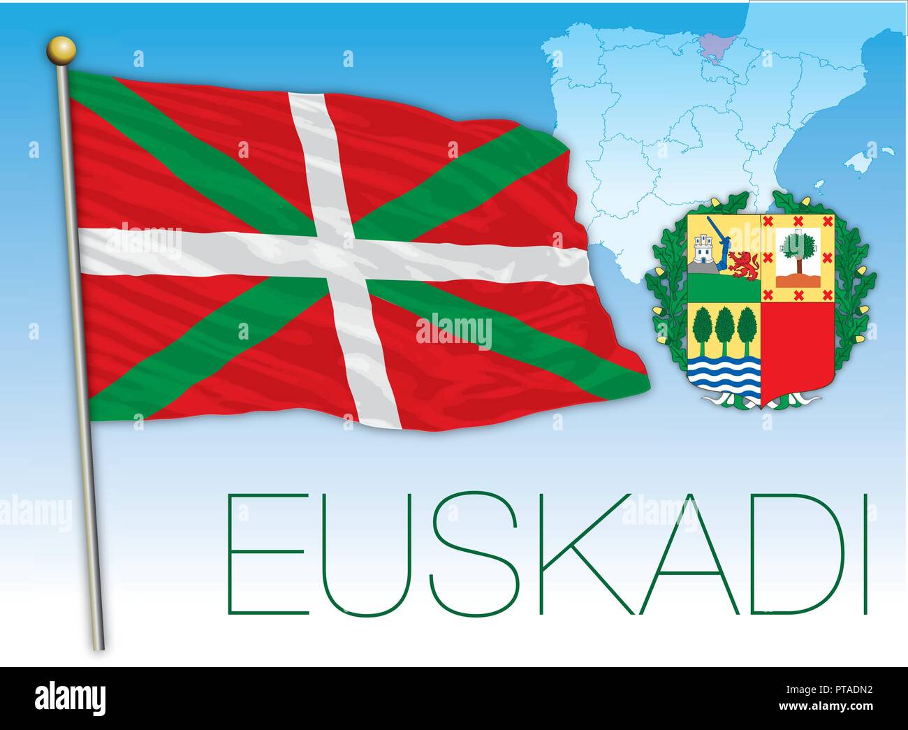 Paese basco ufficiale bandiera regionale, Spagna, illustrazione vettoriale Illustrazione Vettoriale