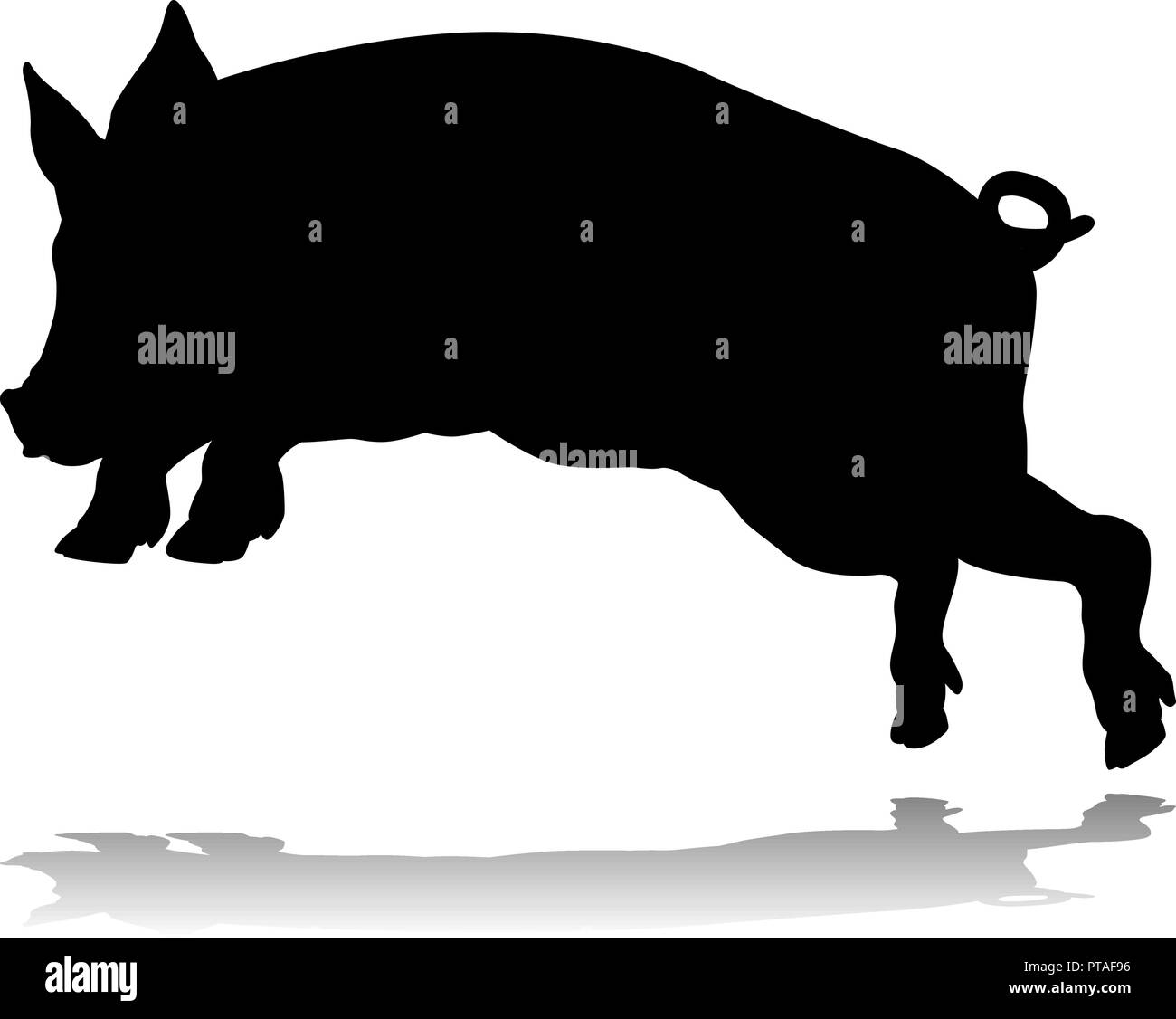 Silhouette di maiale animale della fattoria Illustrazione Vettoriale