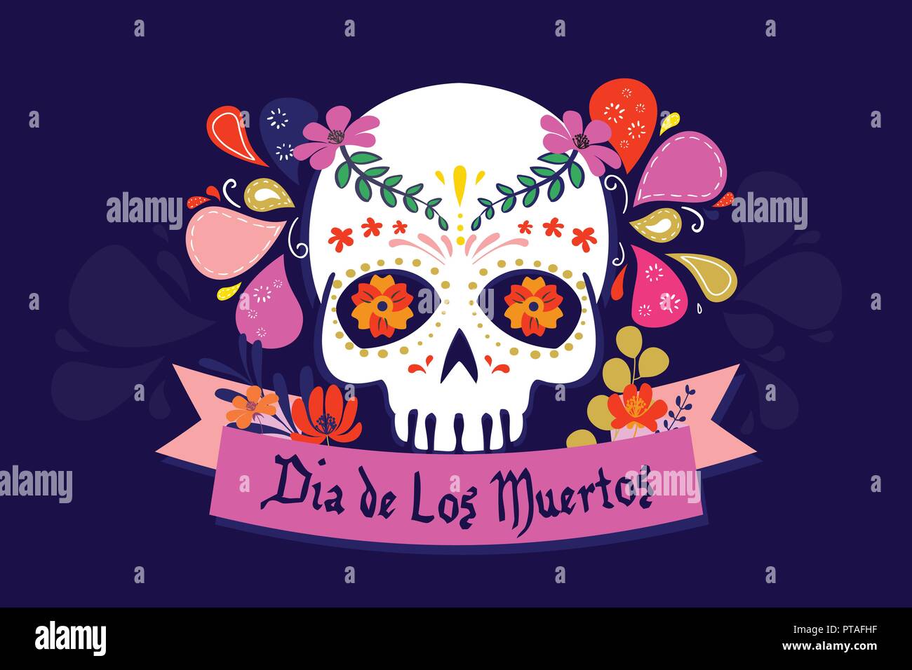 Messico il giorno dei morti poster design illustrazione vettoriale Illustrazione Vettoriale