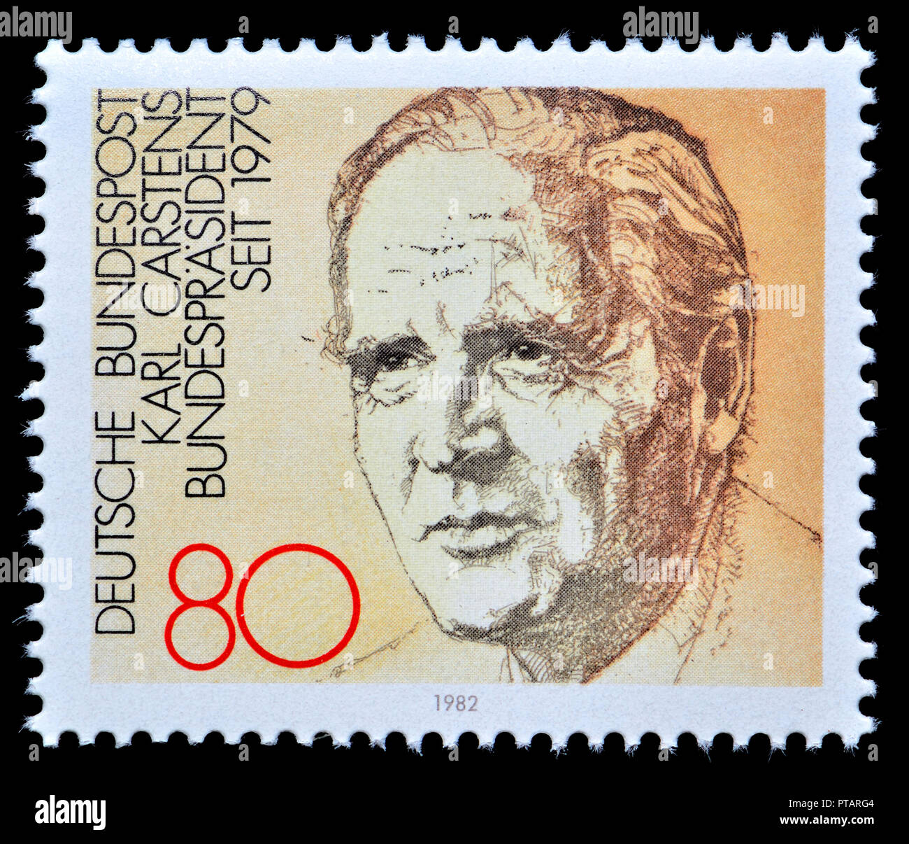 Il tedesco francobollo (1982) : Ex Ovest presidente tedesco: Karl Carstens (1914-92) in office 1979-84 Foto Stock