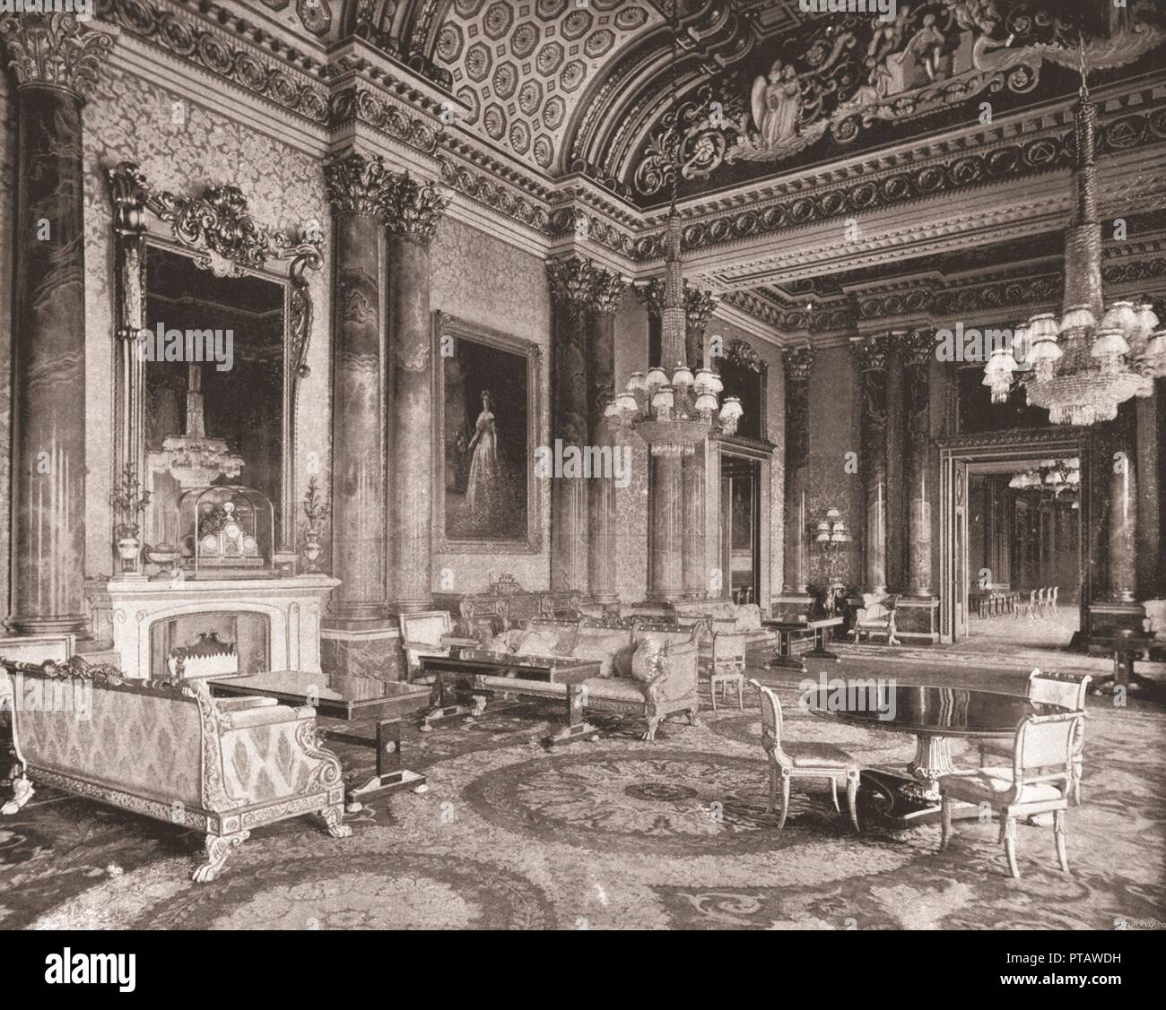 Il Blue Drawing Room, Buckingham Palace, London, 1894. Creatore: sconosciuto. Foto Stock