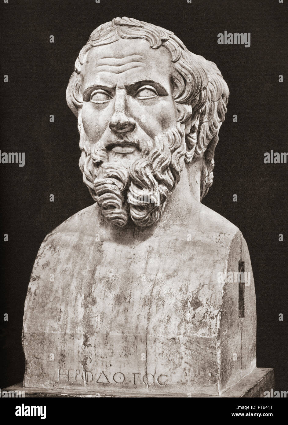 Busto di Erodoto, c. 484 - c. 425 BC. Il Greco antico storico. Foto Stock