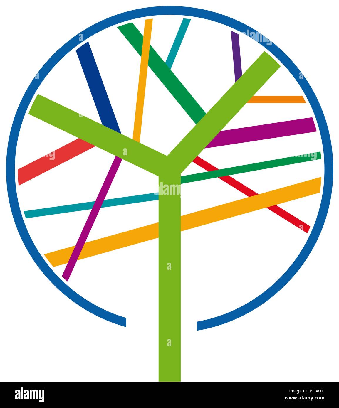 Segno albero colorato, aziende forestali Illustrazione Vettoriale