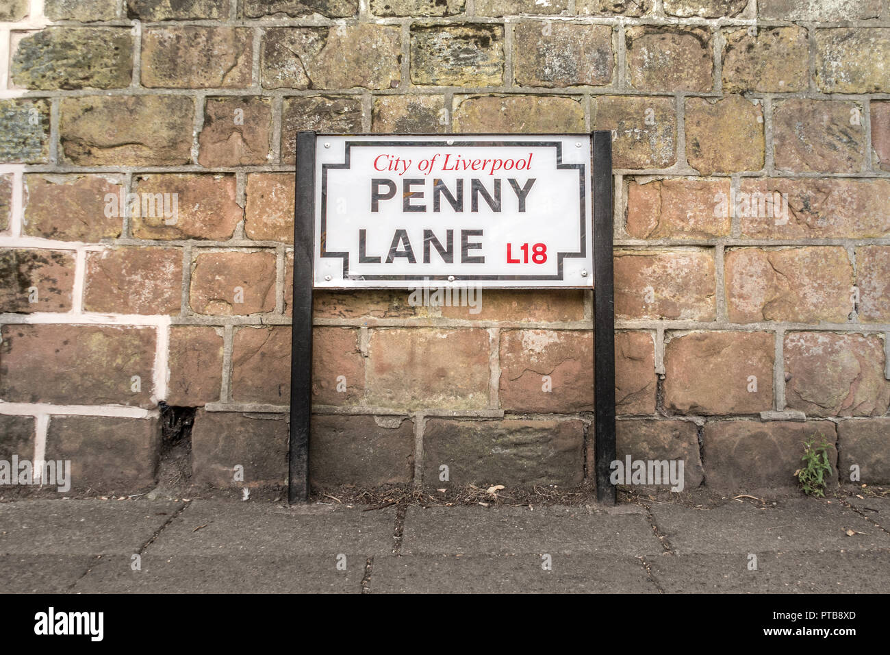 Penny Lane street a Liverpool - Beatles vista sito Foto Stock