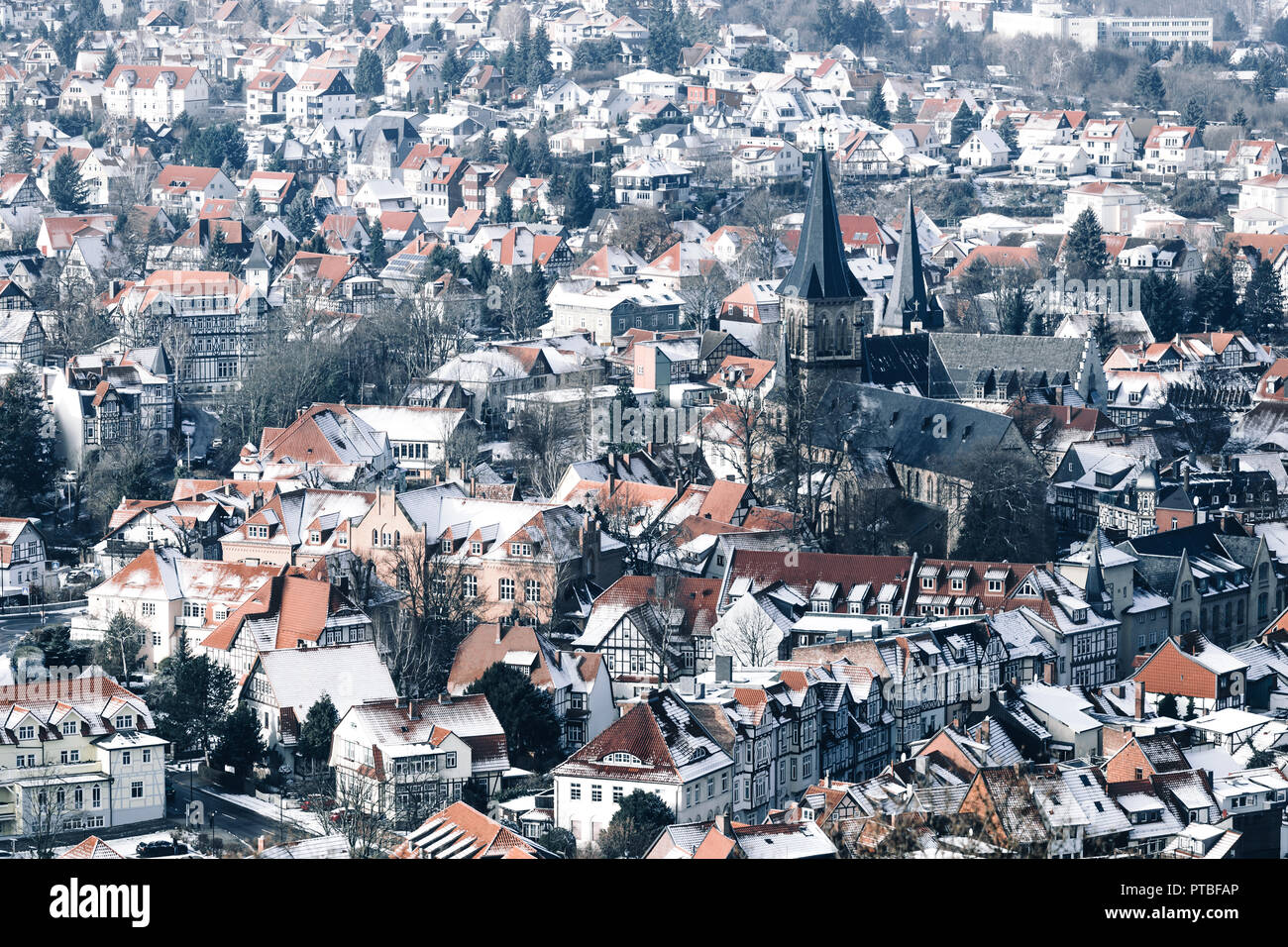 Wernigerode e la storica città vecchia, Sassonia-Anhalt, Germania Foto Stock