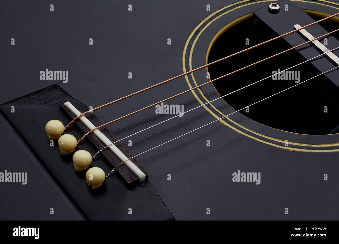 Gibson TG1 dettaglio che mostra come montare le stringhe con spine Foto Stock