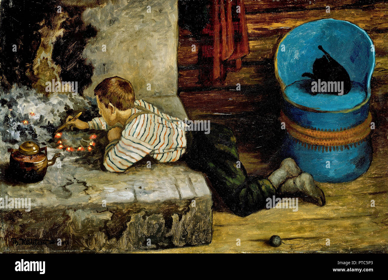 Theodor Kittelsen, la cenere Lad inserimenti nelle ceneri 1900, olio su tela, Galleria Nazionale di Norvegia, Oslo, Norvegia. Foto Stock