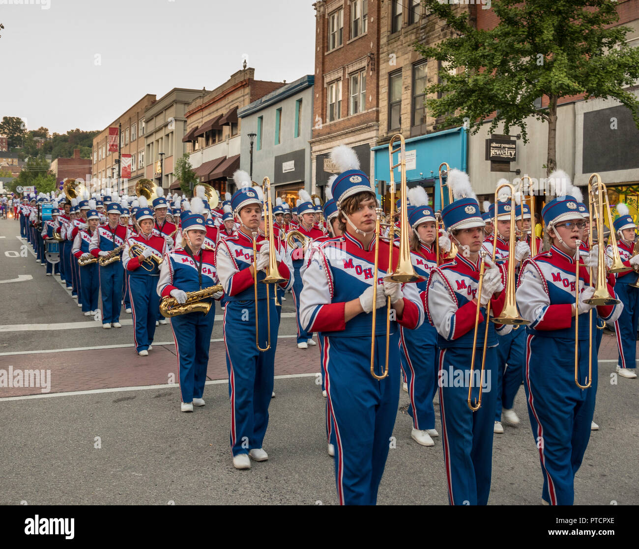 Morgantown High School Marching Band a Morgantown WV Foto Stock