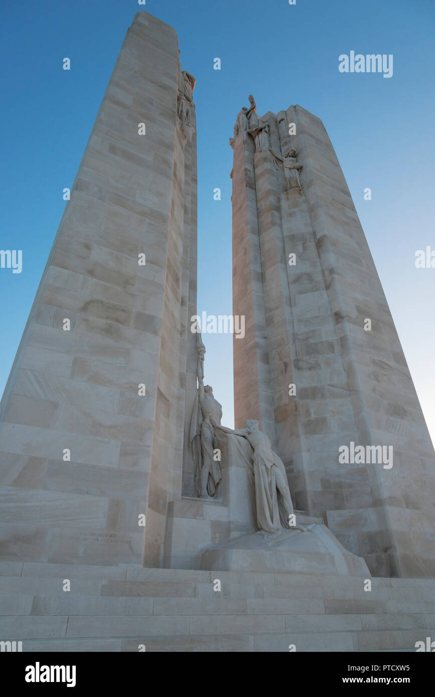 Il Monumento Commemorativo Canadese a Vimy Ridge, Francia Foto Stock