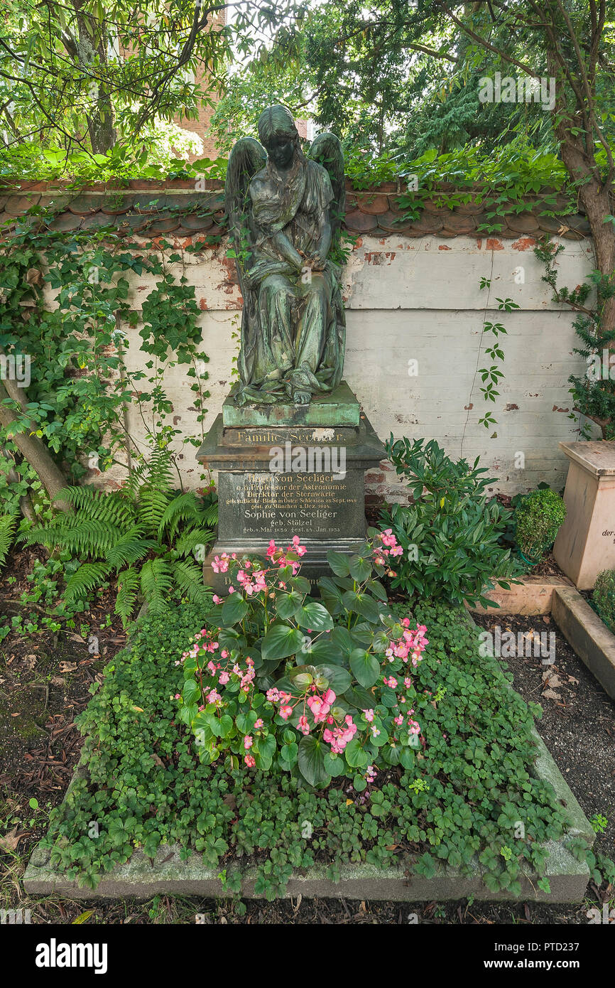 Grave m del prof. Hugo von Seeliger, Direttore dell'Osservatorio, cimitero della cattolica Chiesa filiale St. Georg, Bogenhausen Foto Stock
