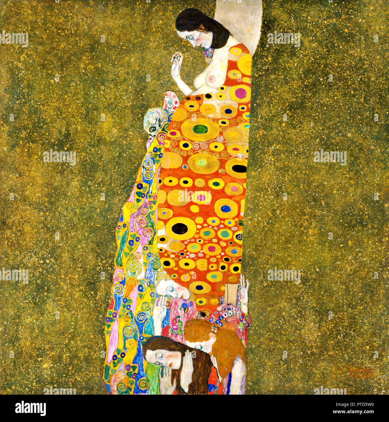 Gustav Klimt, Speranza, II, 1907-1908 circa di olio, oro e platino su tela, il Museo di Arte Moderna di New York, Stati Uniti d'America. Foto Stock