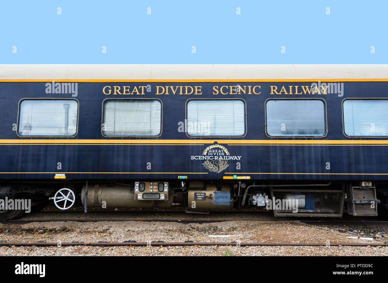 Un carrello del grande divario Scenic Railway treno turistico DownsSteam Railway & Museum, Drayton, Toowoomba, Sud del Queensland, QLD, Australia Foto Stock