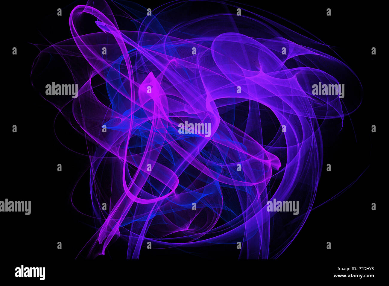 Abstract neon incandescente fractal su sfondo nero Foto Stock