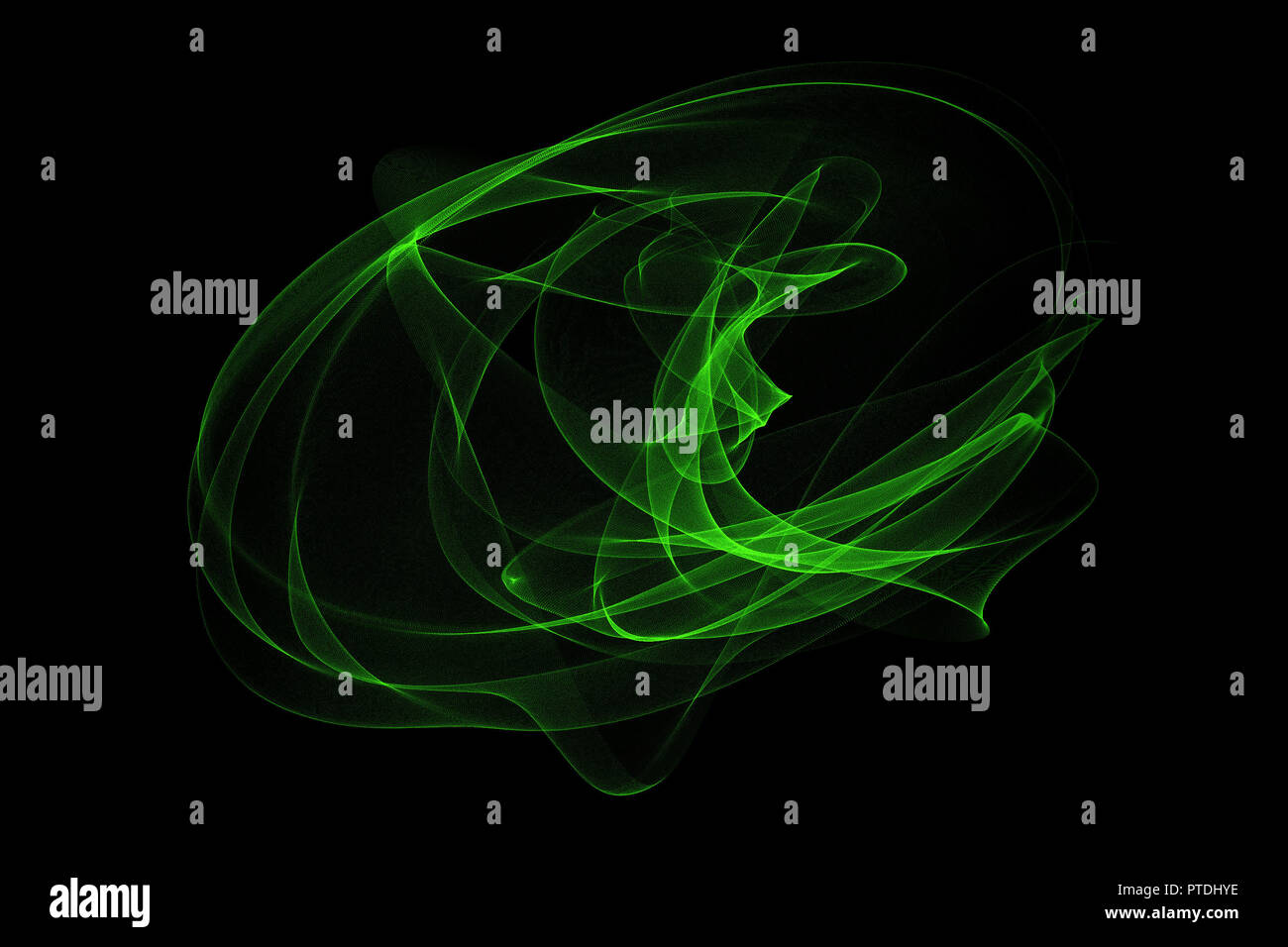 Abstract neon incandescente fractal su sfondo nero Foto Stock
