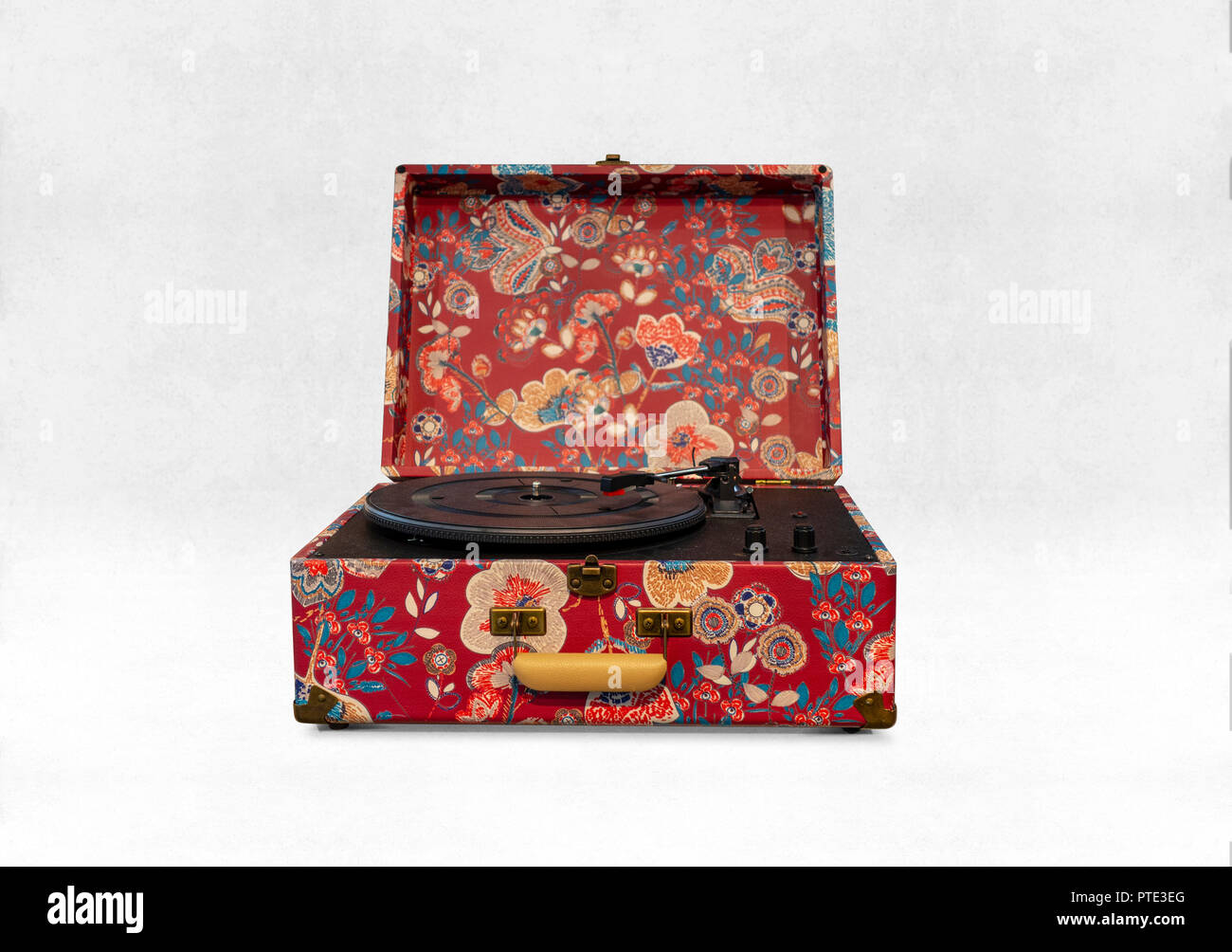 Aperto in vinile giradischi record giocatore 33 45 e 78 giri/min. Foto Stock