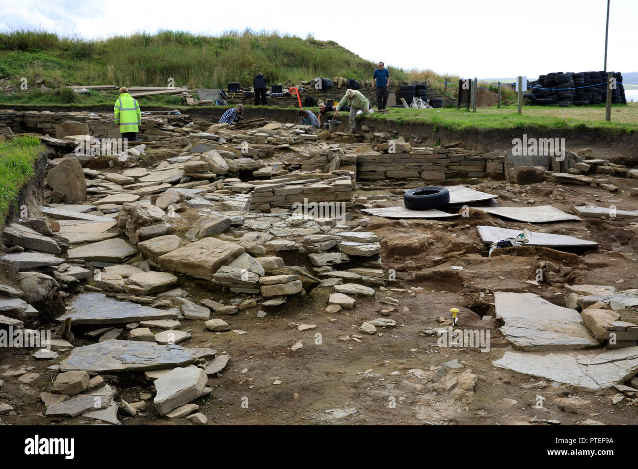 Ness di Brodgar sito archeologico, isole Orcadi Scozia, Highlands, Regno Unito Foto Stock