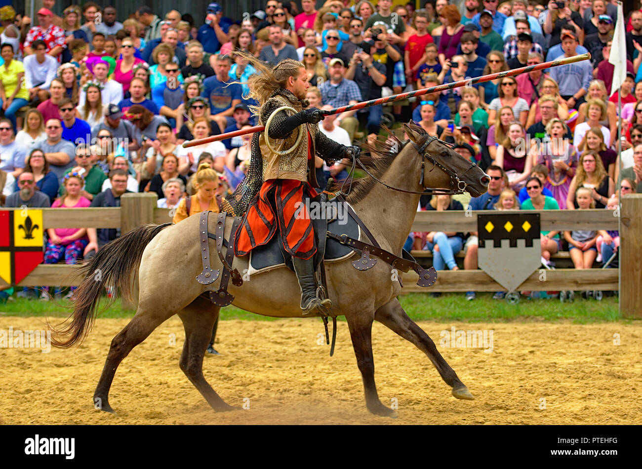 Giostra di giochi a Annapolis Renaissance Festival 2018 Foto Stock