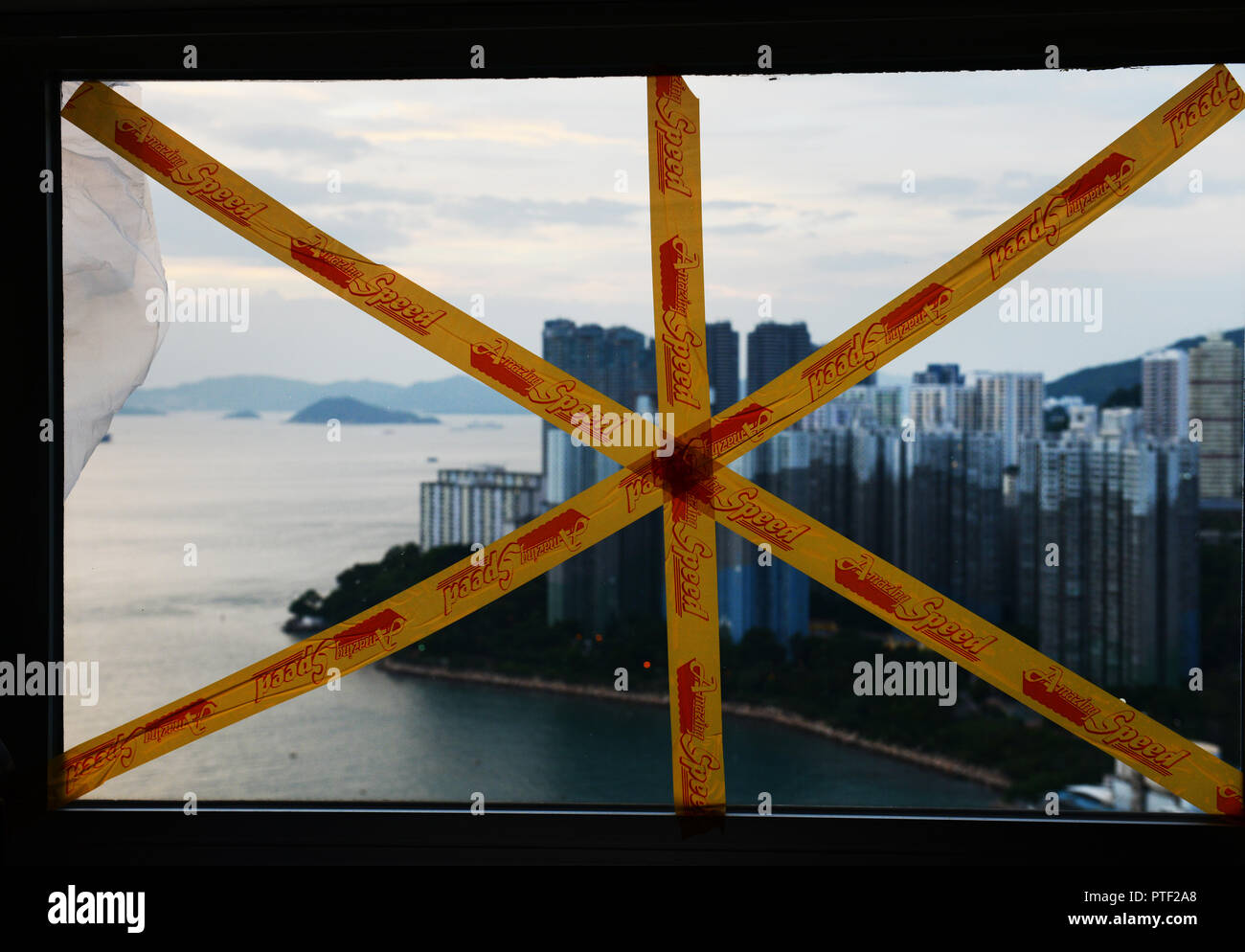 Preparazione per il Tifone Mangkhut in Hong Kong. Foto Stock