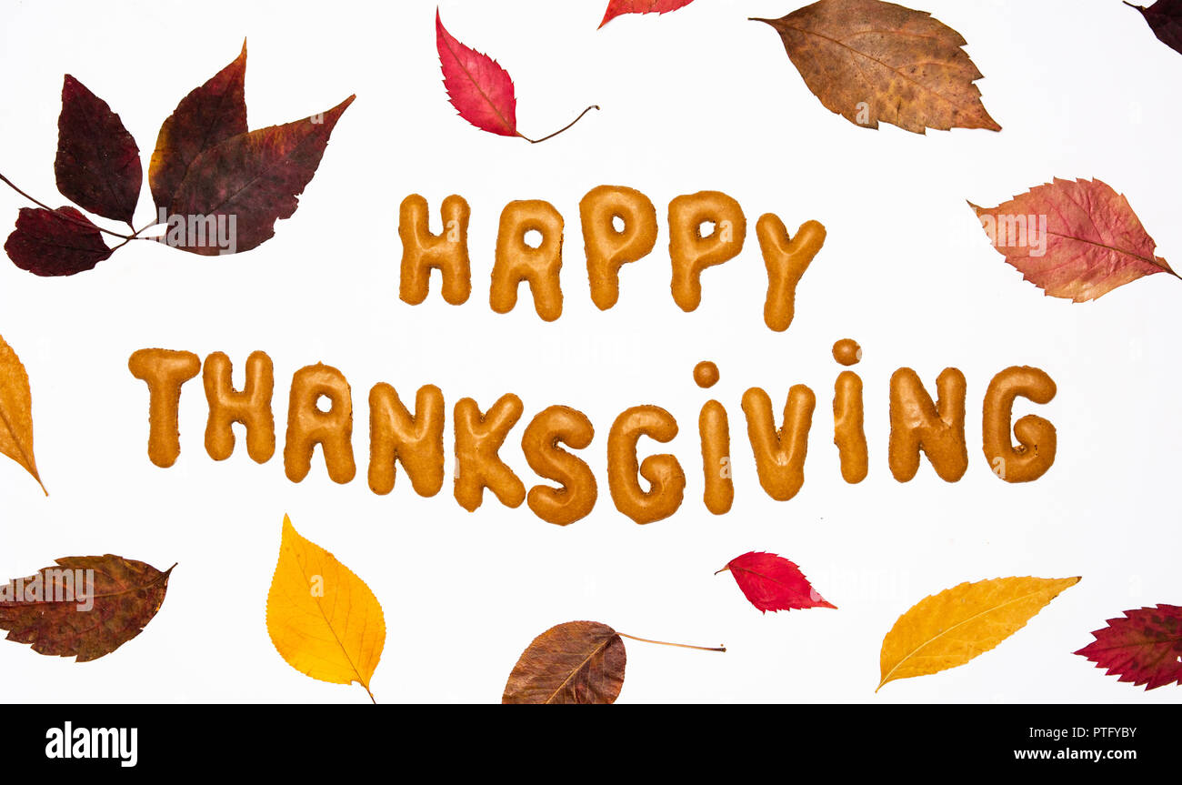 La Giornata del Ringraziamento con uno sfondo con decorazioni stagionali Foto Stock