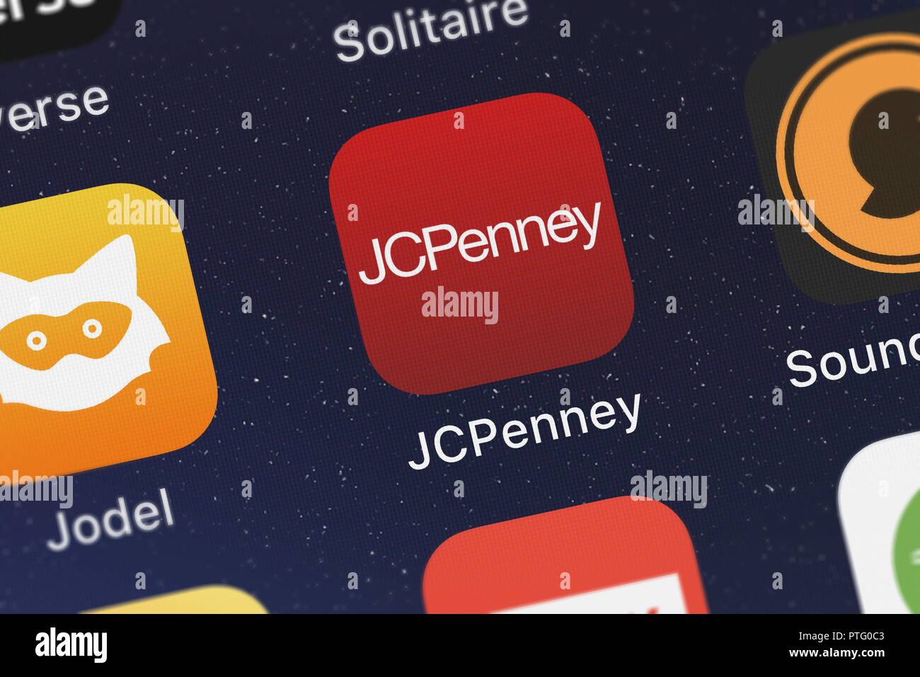 London, Regno Unito - 9 Ottobre 2018: screenshot di jcp's mobile app JCPenney. Foto Stock