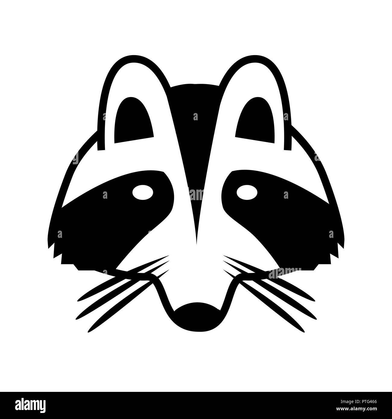 Logo di un cartoon raccoon faccia isolato bianco n. Illustrazione Vettoriale Illustrazione Vettoriale