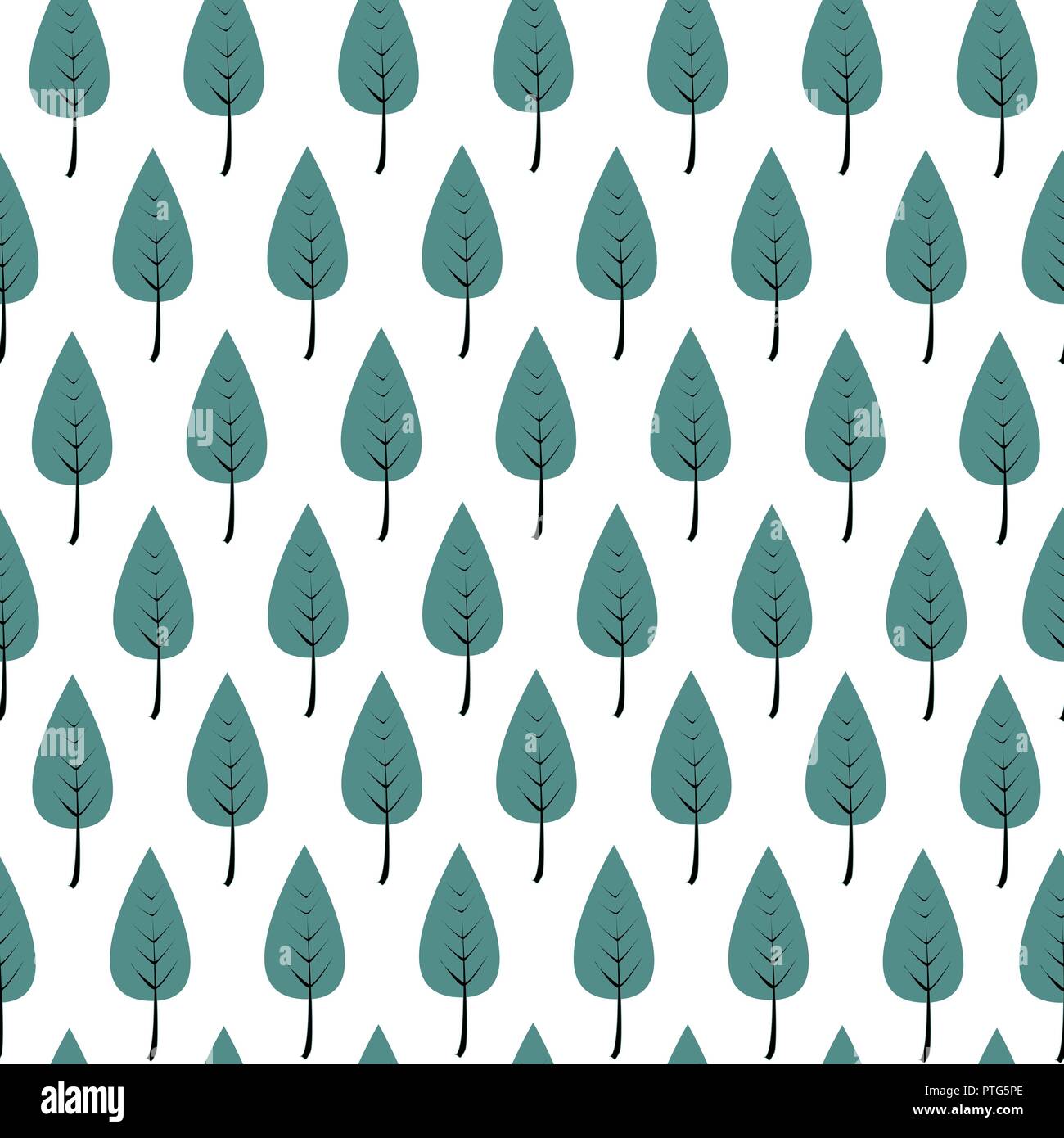 Alberi di cartone animato in una fila, seamless pattern. Doodle foresta o giardino su uno sfondo bianco. Moderno modello senza giunture per carte da parati e tessuti. V Illustrazione Vettoriale