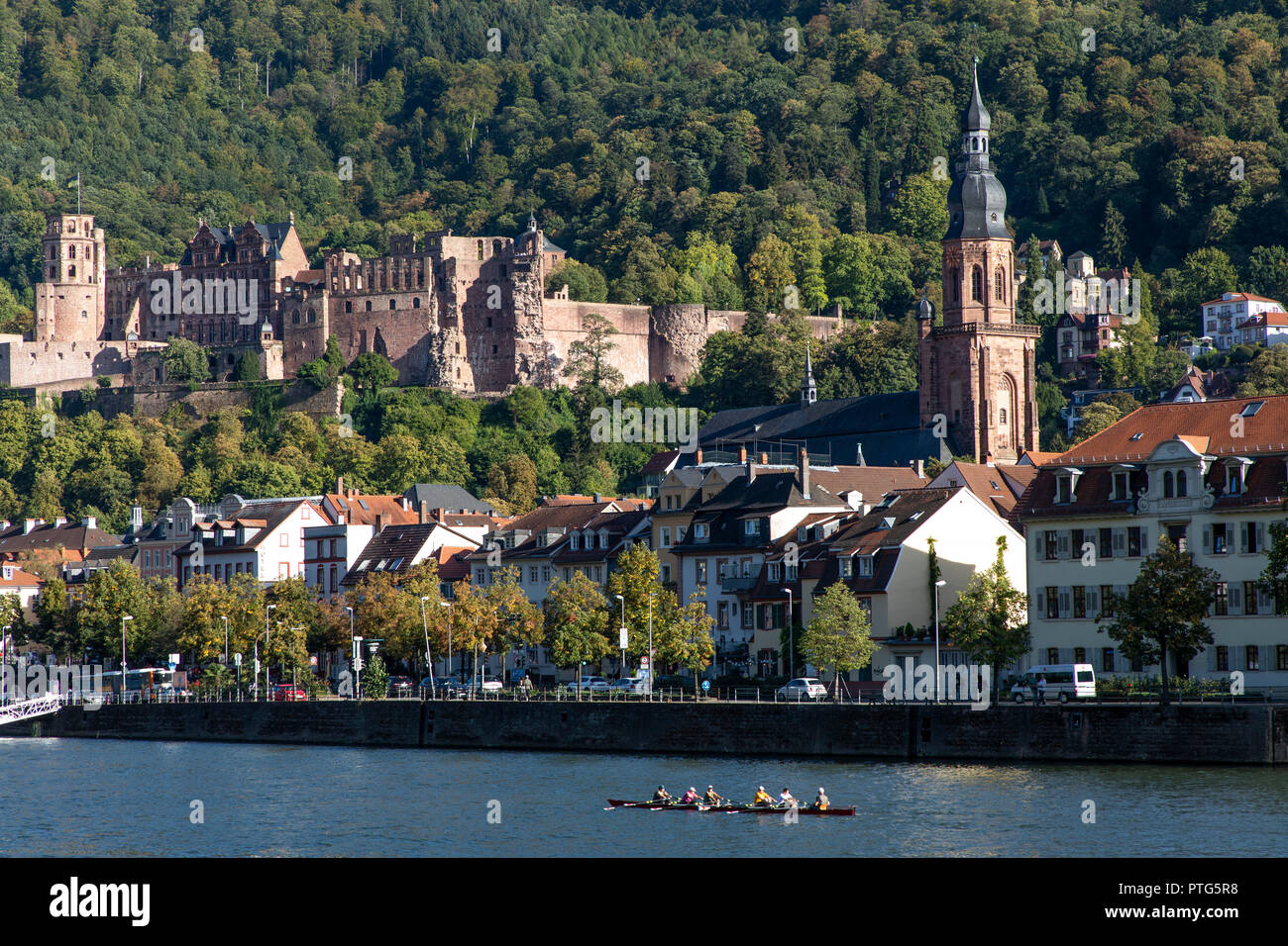 Il castello di Heidelberg, Centro Storico, Fiume Neckar, Germania Foto Stock