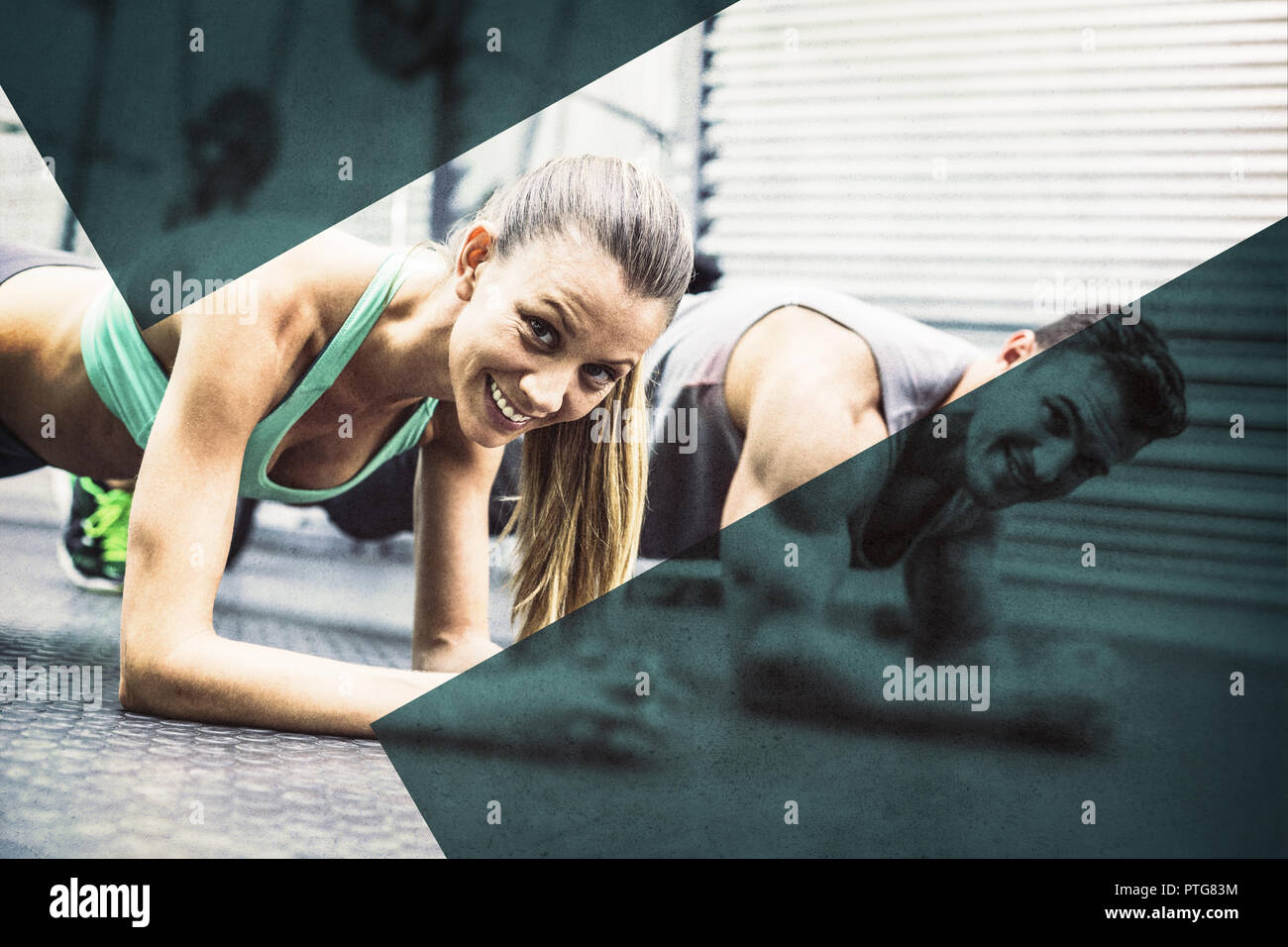 Coppia muscolare facendo esercizi di tavolati Foto Stock