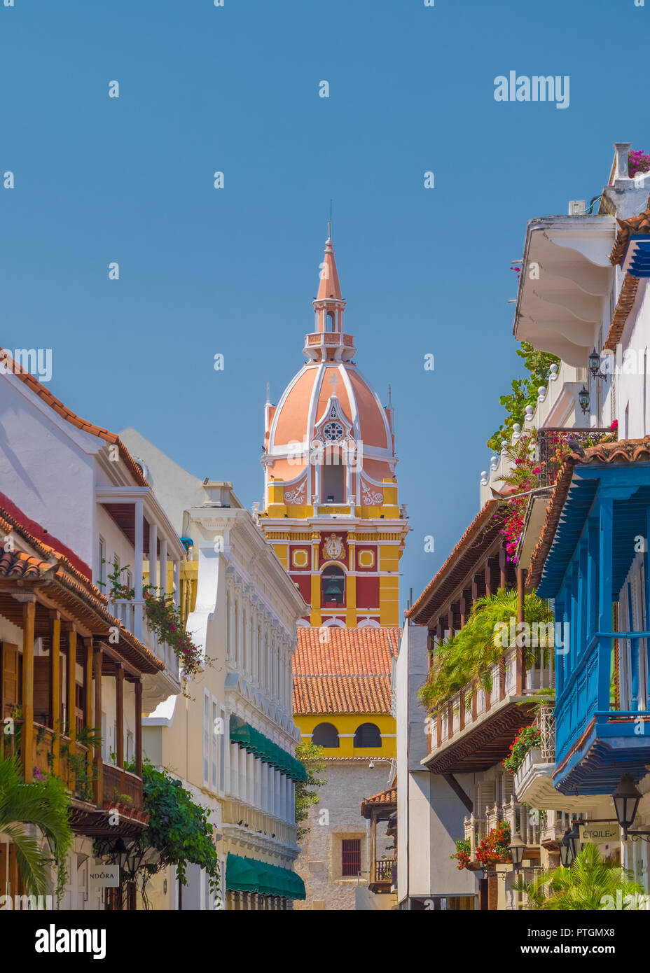 Colorate strade di Cartagena - Colombia Foto Stock