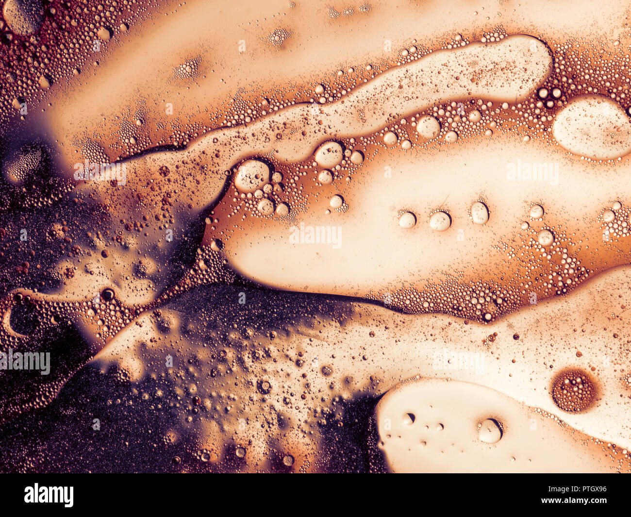 Liquidi immiscibili, abstract background. La scienza macro. Foto Stock