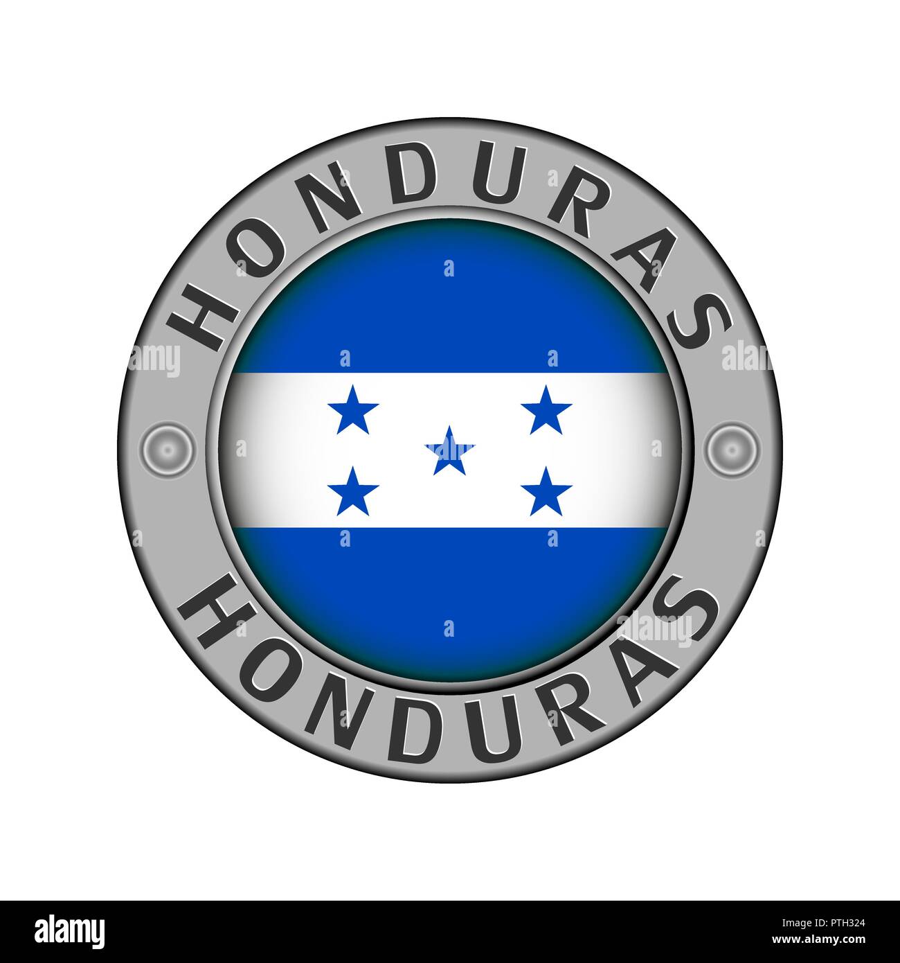 Rotondo di metallo medaglione con il nome del paese Honduras e un indicatore rotondo nel centro Illustrazione Vettoriale
