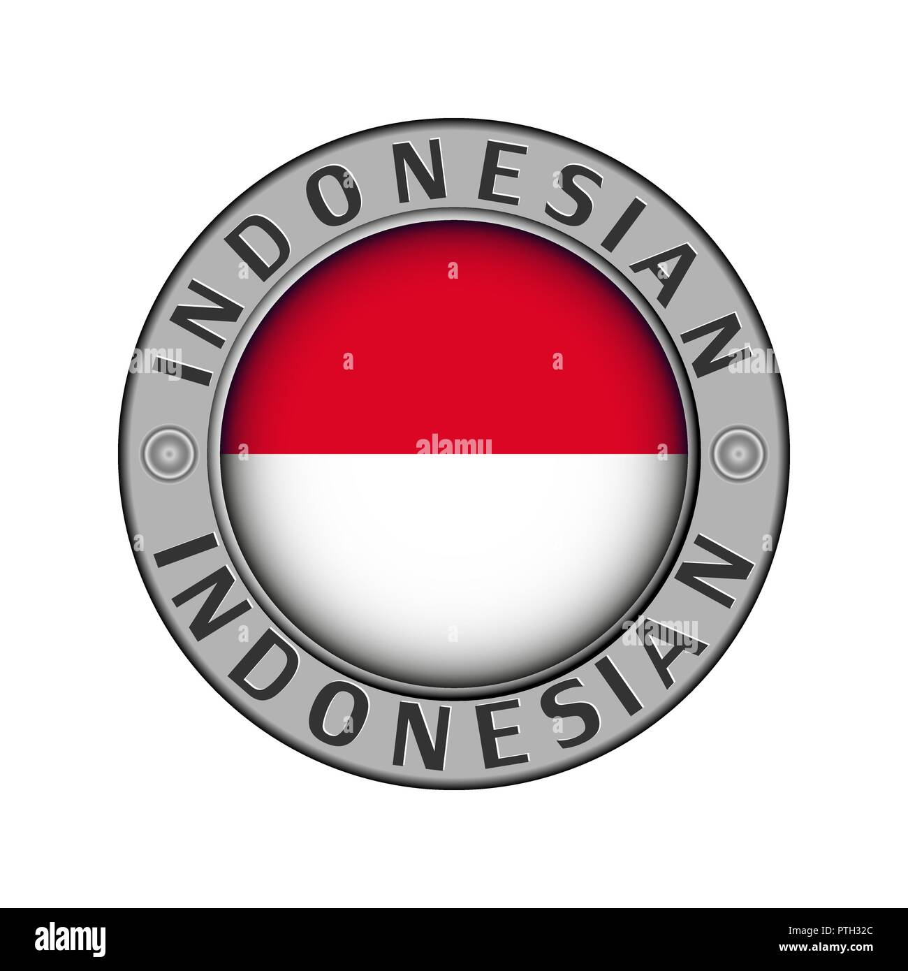 Rotondo di metallo medaglione con il nome del paese di Indonesia e un indicatore rotondo nel centro Illustrazione Vettoriale