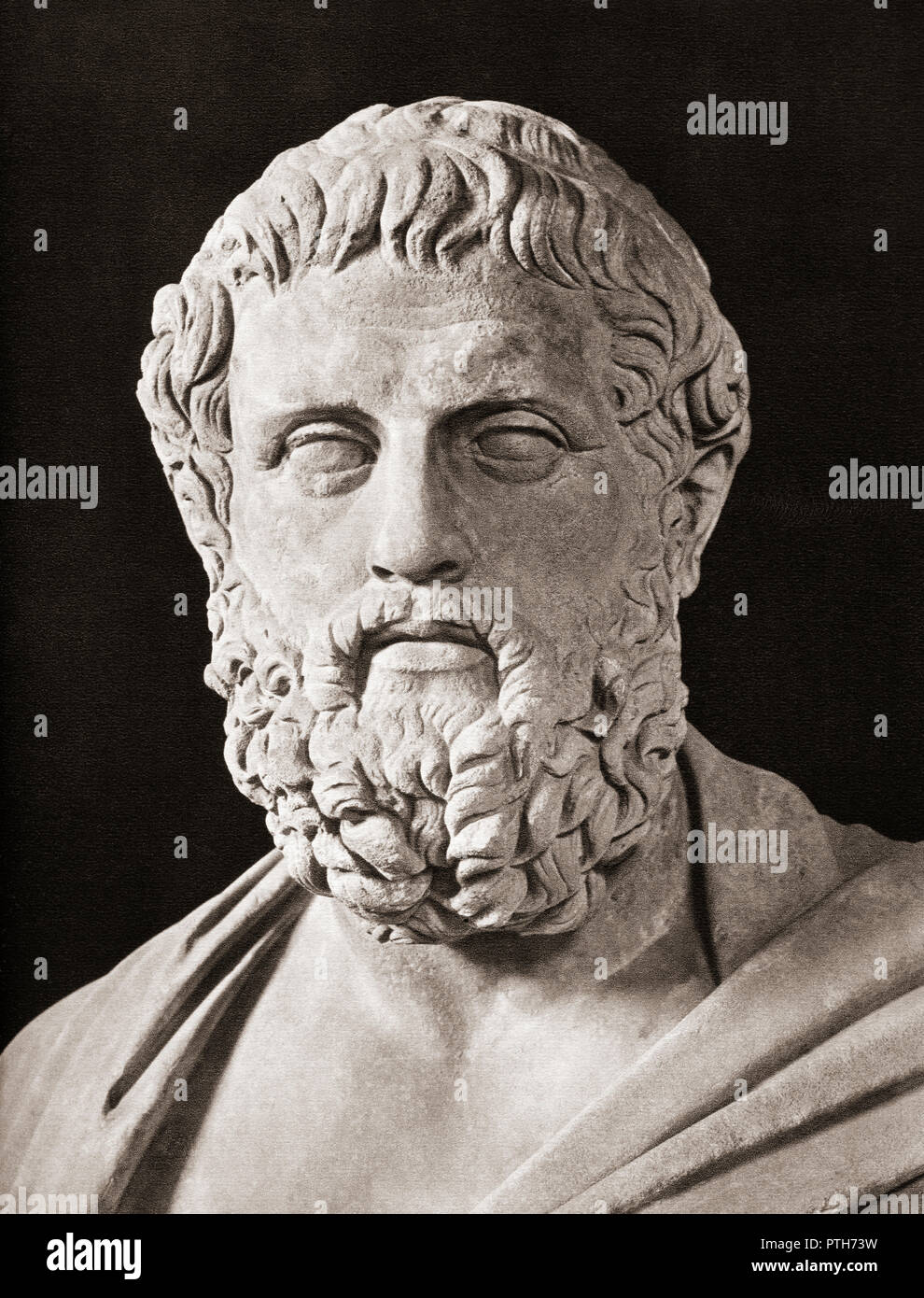 Busto di Sofocle, c. 497/6 - 406/5 BC. Il Greco antico tragedian. Foto Stock
