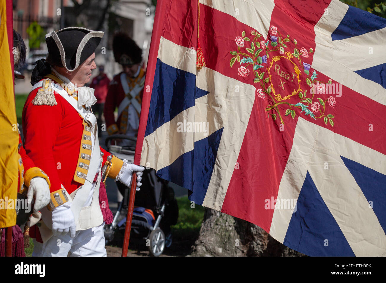 Rievocazione dell occupazione inglese di Boston Common in 1768 Foto Stock