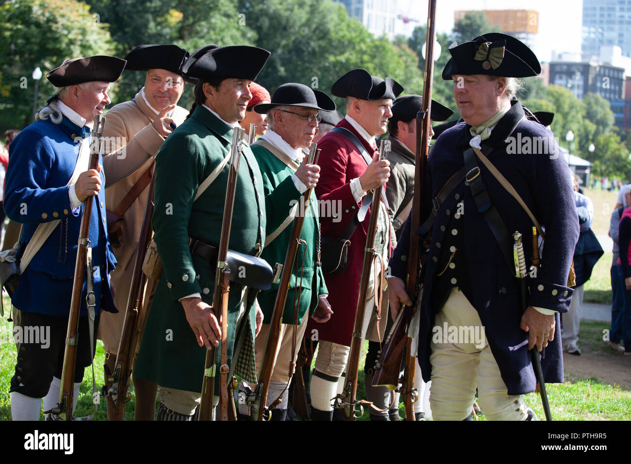 Rievocazione dell occupazione inglese di Boston Common in 1768 Foto Stock