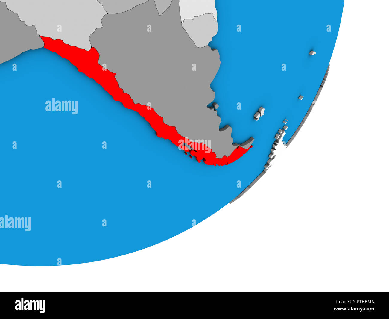 Il Cile sulla politica blu globo 3D. 3D'illustrazione. Foto Stock