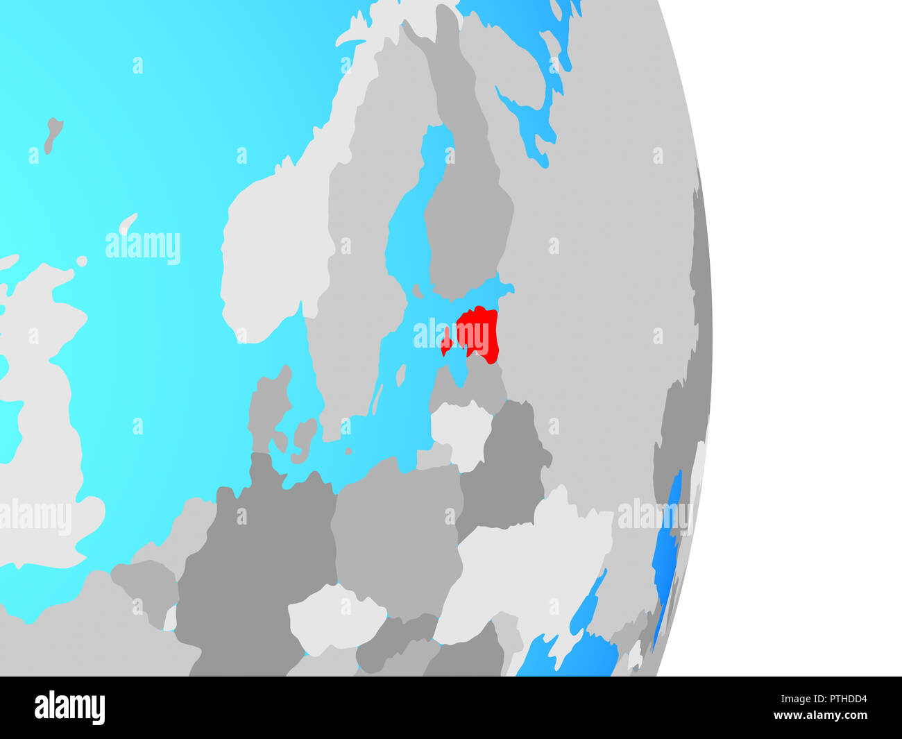 Estonia sulla semplice globo politico. 3D'illustrazione. Foto Stock