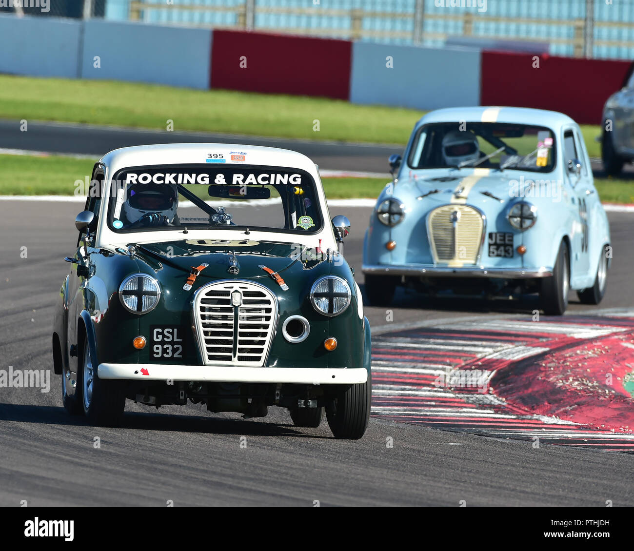 Michael Ross, Neil Primrose, Austin A35 Academy, HRDC, Coys trofeo, BTCC celebrazione, Donington storica festa, 2018 motor racing, motor sport, mo Foto Stock