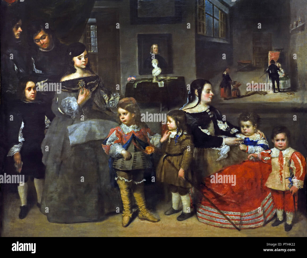 La famiglia dell'artista 1664-1665 Juan Bautista Martínez del Mazo (.1612 - 1667) era un Barocco spagnolo ritratto e paesaggio pittore, Spagna, Spagnolo Foto Stock