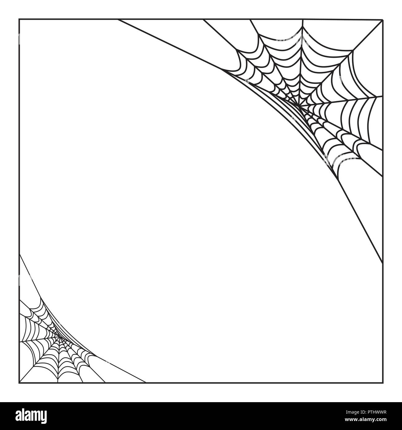 Spiderweb frame, border, divisore isolati su sfondo bianco Illustrazione Vettoriale