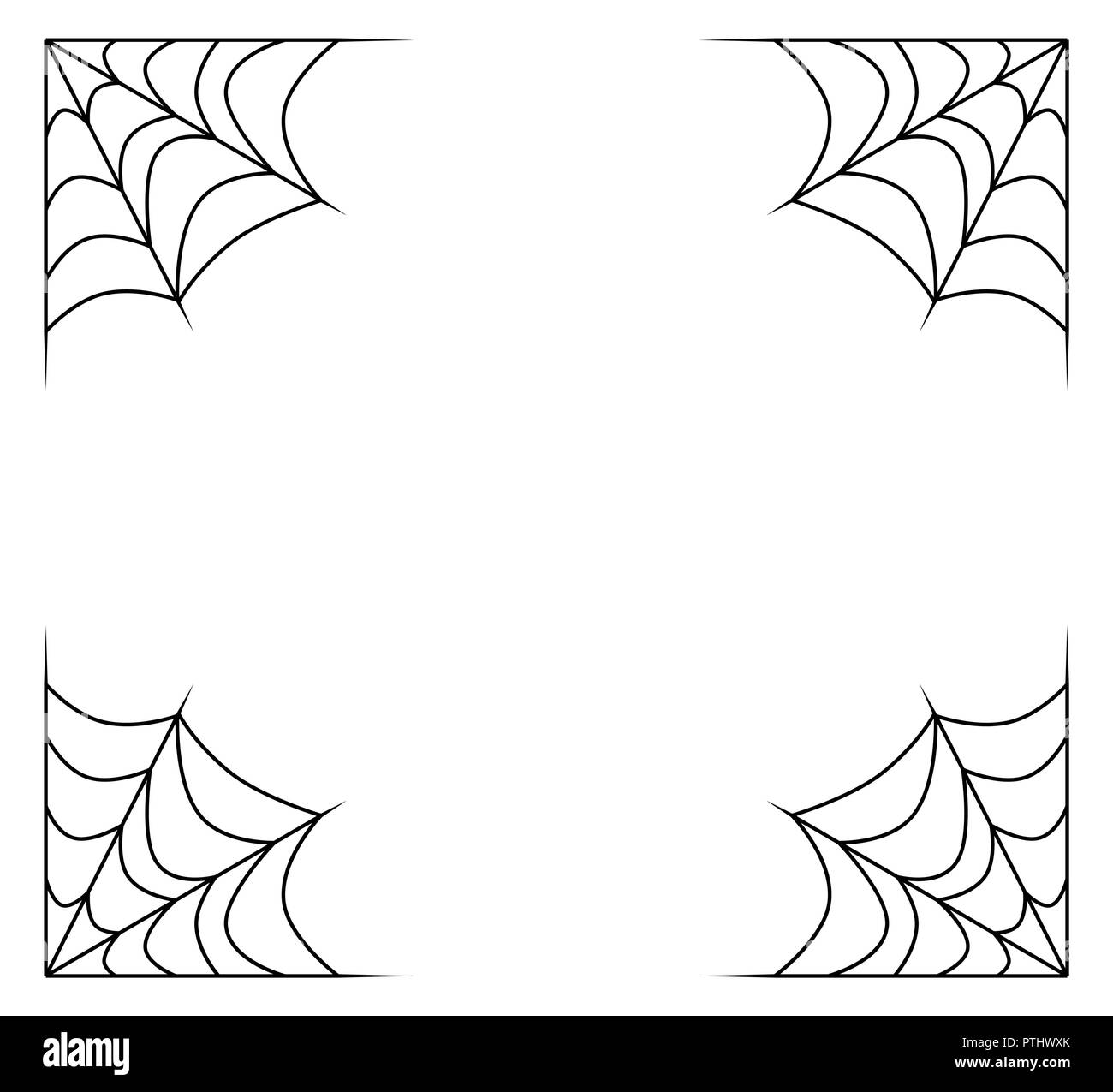 Spiderweb frame, border, divisore isolati su sfondo bianco Illustrazione Vettoriale