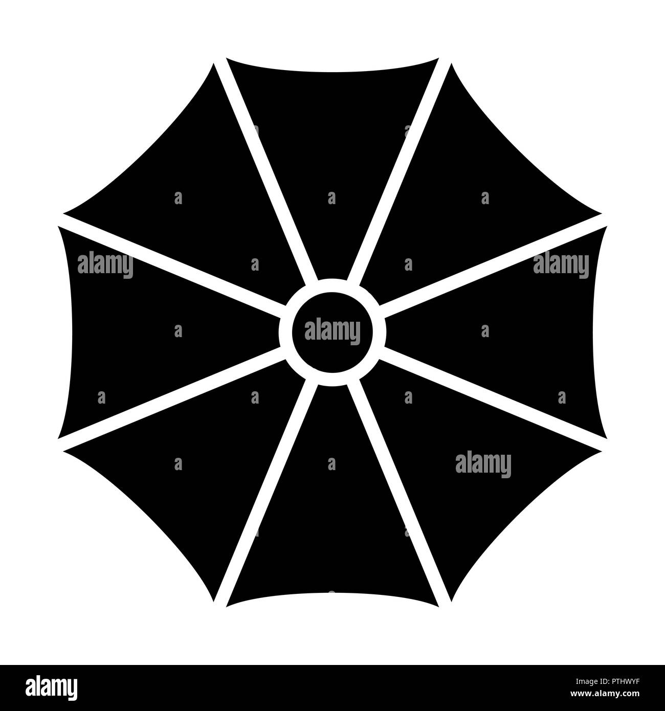 Icona ombrello vista dall'alto design isolato su sfondo bianco Illustrazione Vettoriale