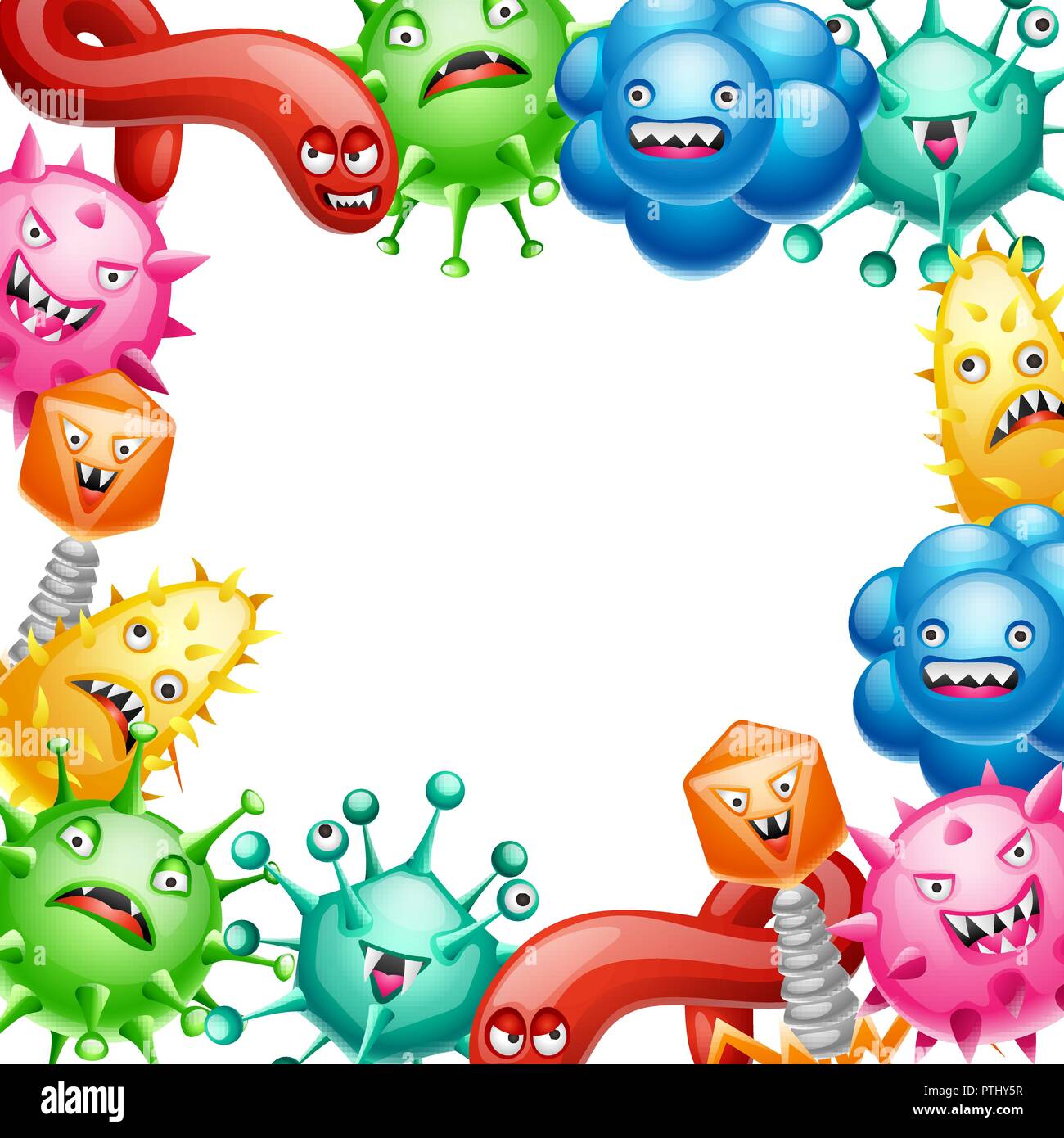 Sfondo con poco adirato contro i virus. Illustrazione Vettoriale