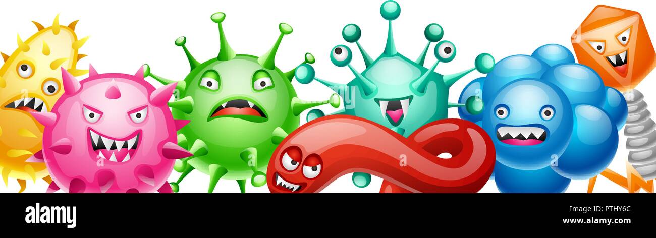 Sfondo con poco adirato contro i virus. Illustrazione Vettoriale