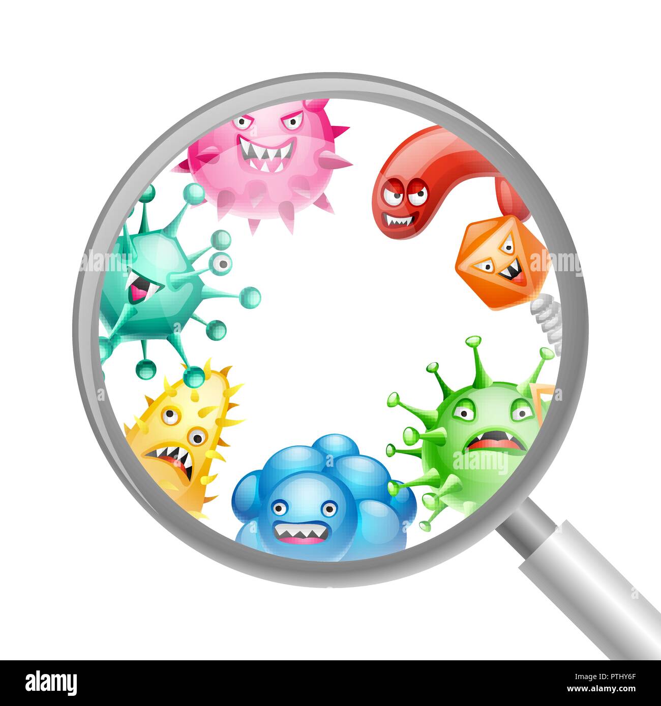 Sfondo con poco adirato contro i virus. Illustrazione Vettoriale