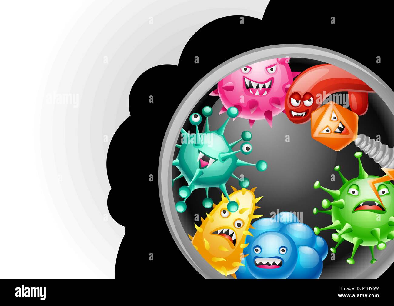 Sfondo con poco adirato contro i virus. Illustrazione Vettoriale