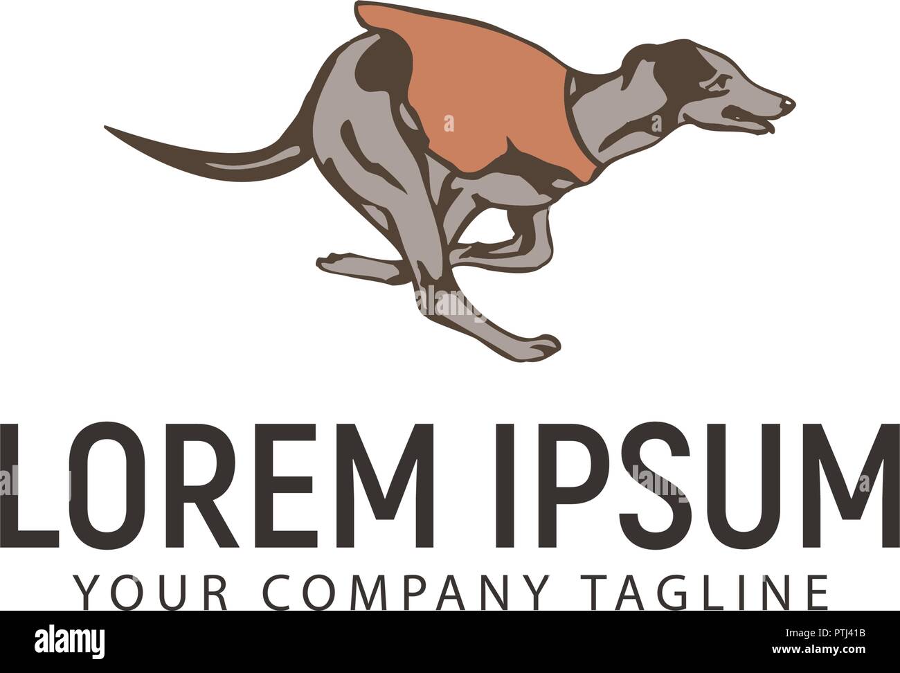 Eseguire il logo del cane. cane logo design modello di concetto Illustrazione Vettoriale