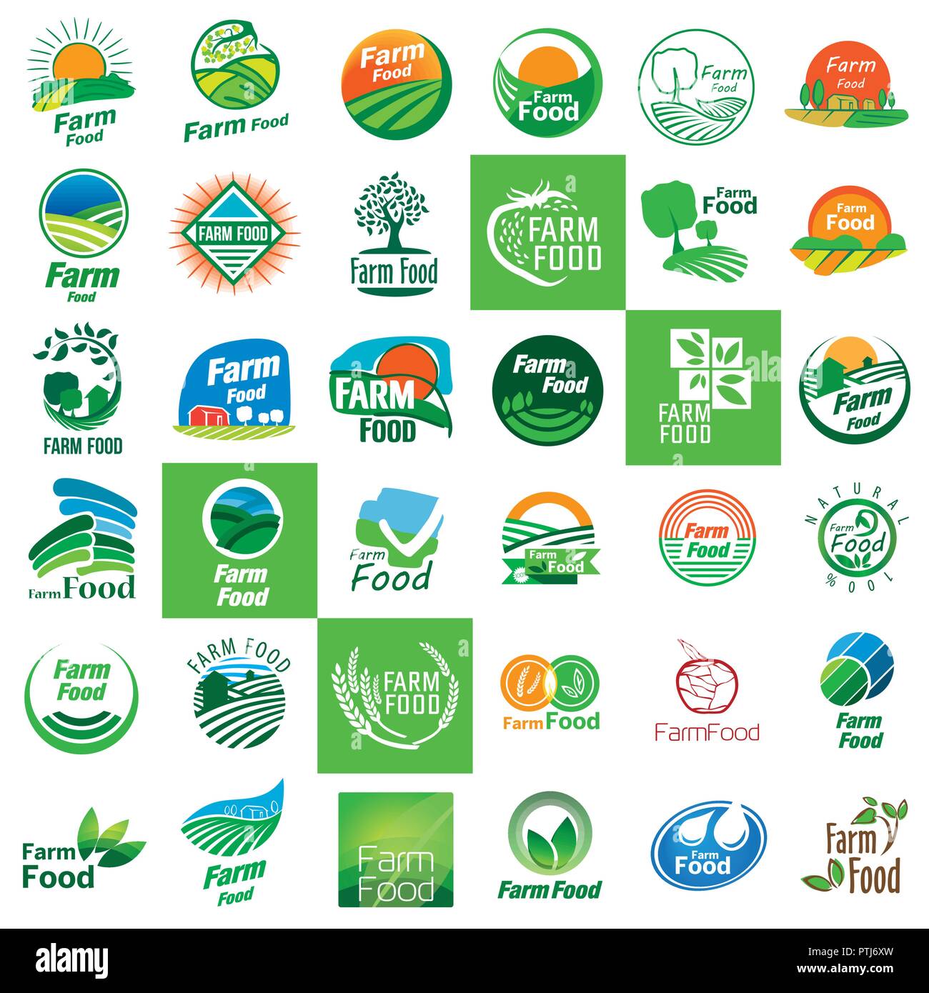 Set di vettore logo azienda alimentare, prodotto naturale Illustrazione Vettoriale